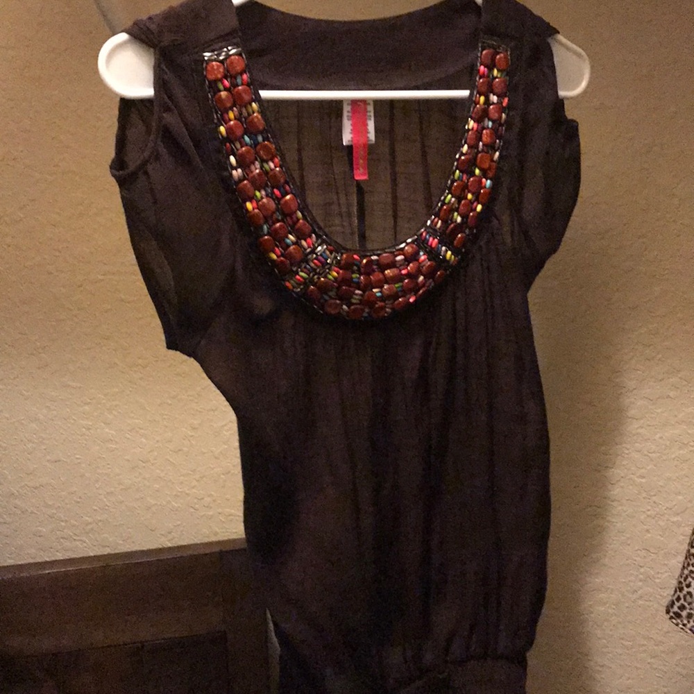 Brown blouse with Embellishment - Small